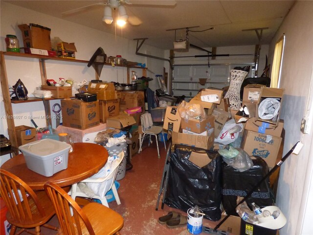 5501 Johnson St, Hollywood, FL 33021 - garage featuring ceiling fan and a garage door opener