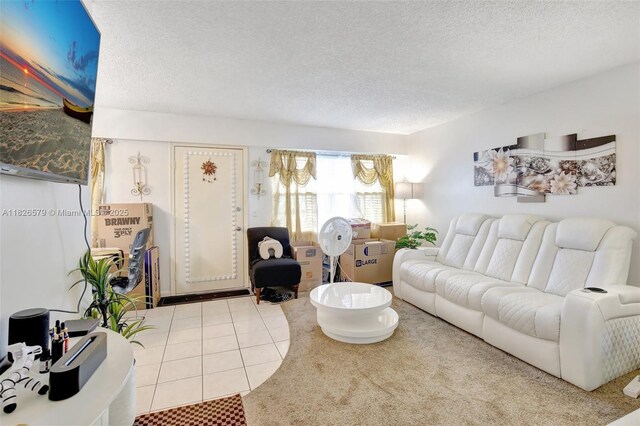 13355 SW 9th Ct Unit 413H, Pembroke Pines, FL 33027 - tiled living room with a textured ceiling