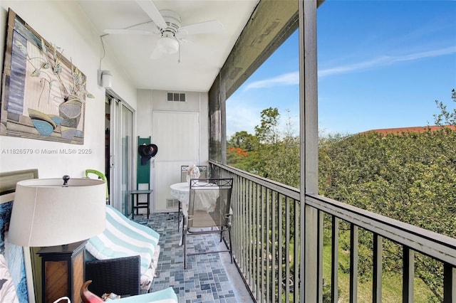 13355 SW 9th Ct Unit 413H, Pembroke Pines, FL 33027 - balcony with a ceiling fan