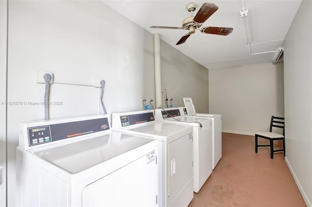 13355 SW 9th Ct Unit 413H, Pembroke Pines, FL 33027 - shared laundry with washer and clothes dryer, ceiling fan, and attic access