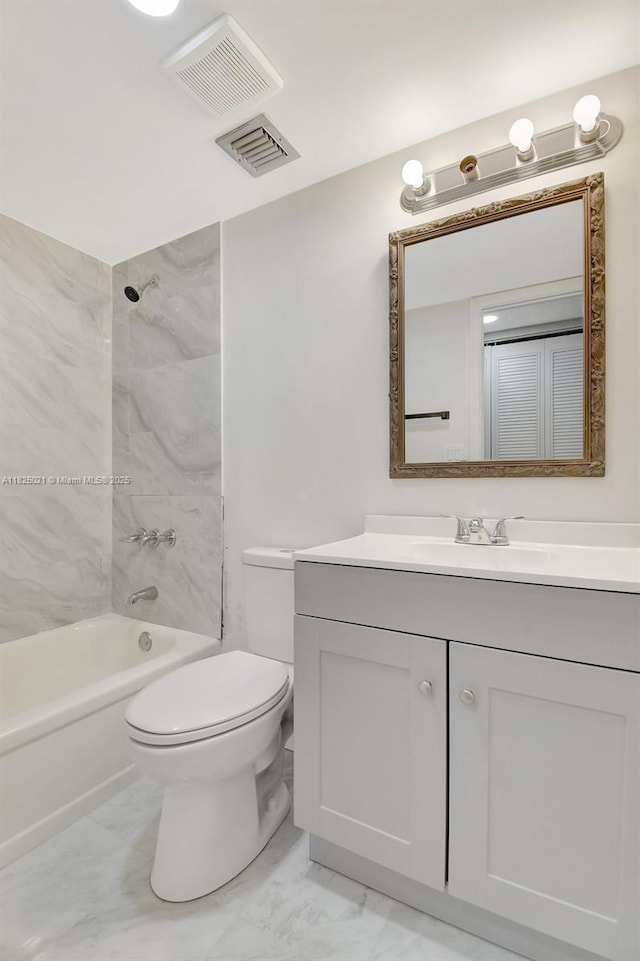 9311 Orange Grove Dr Unit 409, Davie, FL 33324 - full bath with vanity, marble finish flooring, and bathtub / shower combination