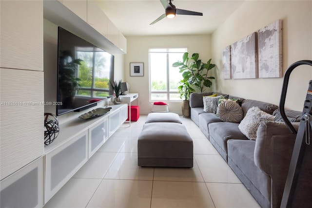 10260 NW 63rd Ter Unit 208, Doral, FL 33178 - living area featuring ceiling fan and light tile patterned floors