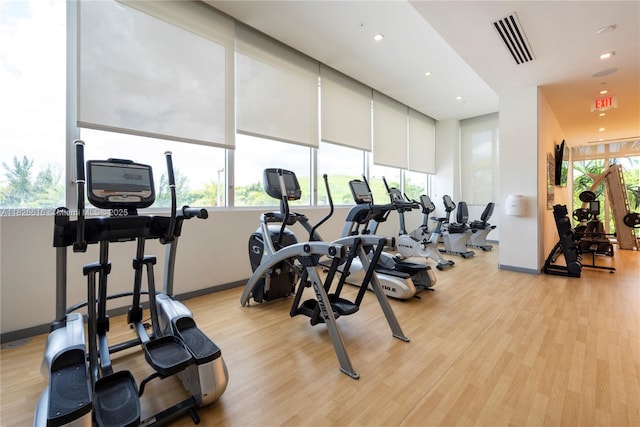 10260 NW 63rd Ter Unit 208, Doral, FL 33178 - gym with light wood-style flooring and recessed lighting