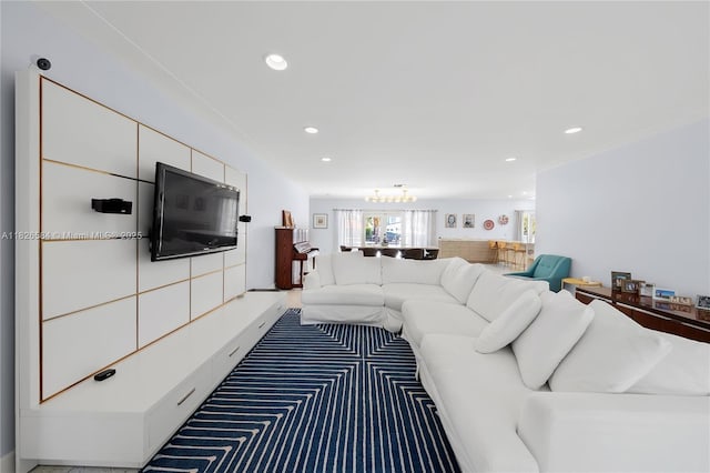 2010 NE 122nd Rd, North Miami, FL 33181 - living room with a chandelier and recessed lighting