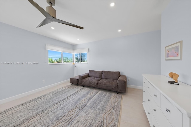 2010 NE 122nd Rd, North Miami, FL 33181 - sitting room with recessed lighting, light colored carpet, and a ceiling fan