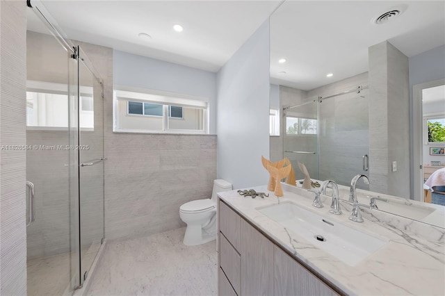 2010 NE 122nd Rd, North Miami, FL 33181 - bathroom featuring vanity, a stall shower, recessed lighting, and ensuite bathroom