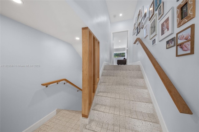 2010 NE 122nd Rd, North Miami, FL 33181 - staircase featuring baseboards and recessed lighting