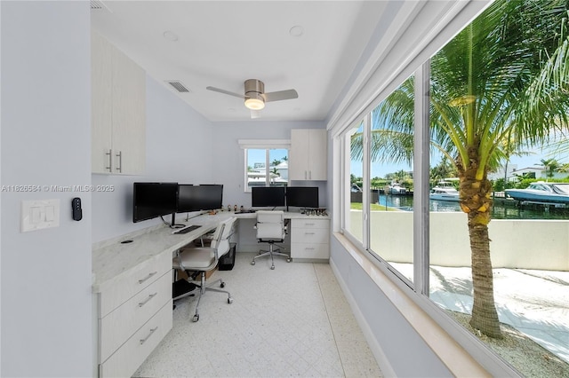 2010 NE 122nd Rd, North Miami, FL 33181 - office area with built in desk and a ceiling fan
