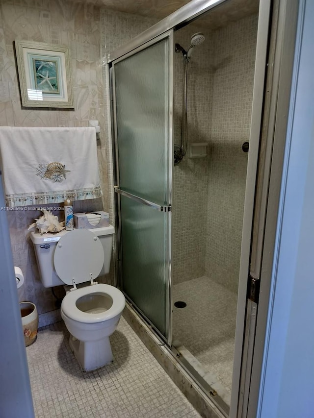13791 Flora Pl Unit B, Delray Beach, FL 33484 - bathroom with a stall shower and tile patterned flooring