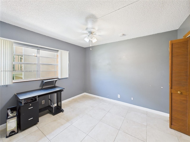 4113 NW 88th Ave Unit 105, Coral Springs, FL 33065 - unfurnished office with ceiling fan, a textured ceiling, and light tile patterned floors