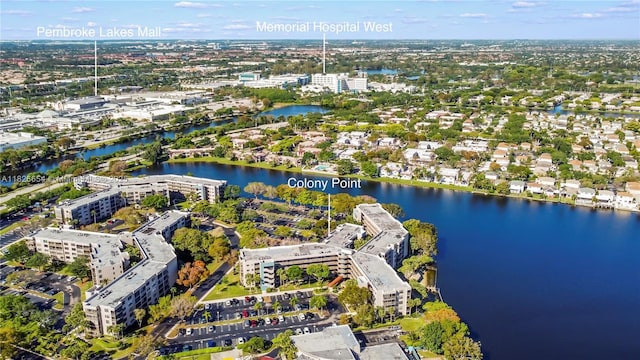 1100 Colony Point Cir Unit 504, Pembroke Pines, FL 33026 - aerial view of property and surrounding area with a large body of water