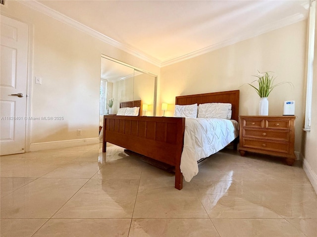 6404 Coral Lake Dr Unit 104, Margate, FL 33063 - bedroom with ornamental molding and light marble finish flooring