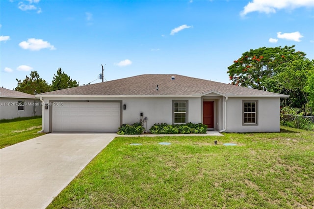1230 Waterford, Palm Bay, FL 32909 - ranch-style house featuring stucco siding, an attached garage, driveway, and roof with shingles