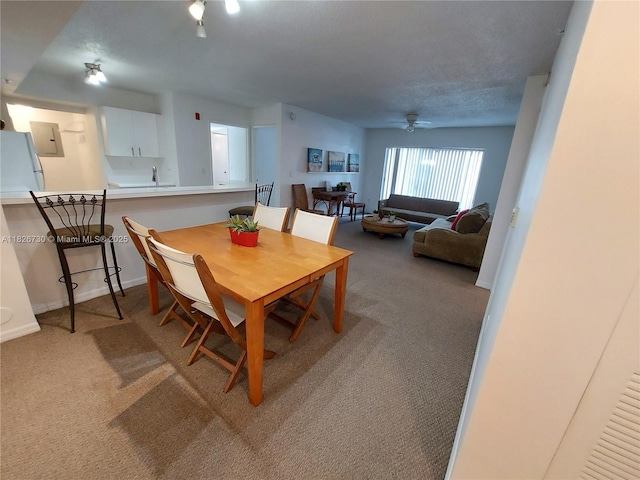 2640 S University Dr Unit 125, Davie, FL 33328 - dining space featuring light colored carpet and ceiling fan