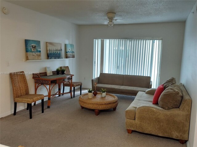 2640 S University Dr Unit 125, Davie, FL 33328 - living area featuring healthy amount of natural light, carpet, and a ceiling fan