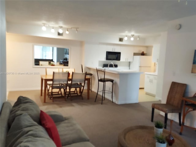 2640 S University Dr Unit 125, Davie, FL 33328 - living room featuring light carpet and track lighting