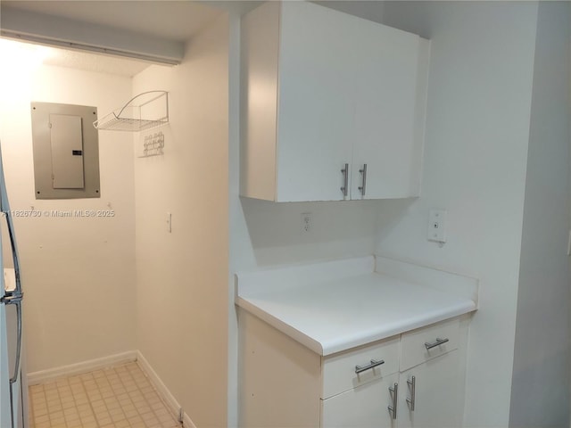 2640 S University Dr Unit 125, Davie, FL 33328 - kitchen featuring electric panel, white cabinetry, and light countertops