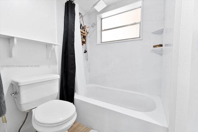 9481 Evergreen Pl Unit 206, Davie, FL 33324 - bathroom featuring shower / bath combo with shower curtain and wood finished floors