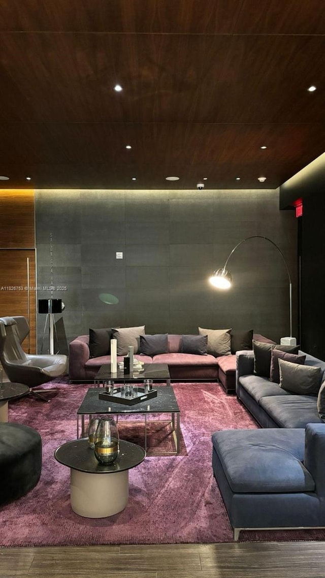 68 SE 6th St Unit 2804, Miami, FL 33131 - common area with wooden ceiling and recessed lighting