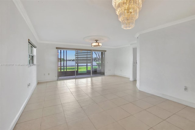 13800 SW 5th Ct Unit 101M, Pembroke Pines, FL 33027 - unfurnished room with ornamental molding, a chandelier, and light tile patterned floors