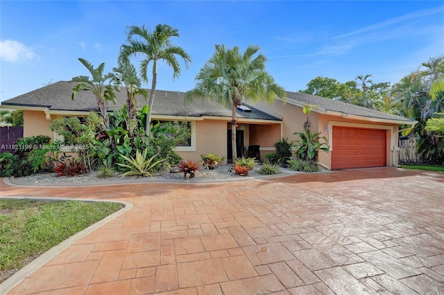 10030 SW 8th St, Pembroke Pines, FL 33025 - ranch-style house with stucco siding, decorative driveway, and an attached garage