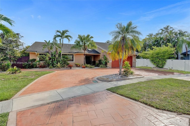 10030 SW 8th St, Pembroke Pines, FL 33025 - view of front facade featuring a gate, decorative driveway, stucco siding, and an attached garage