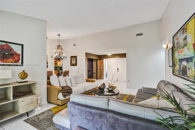 10030 SW 8th St, Pembroke Pines, FL 33025 - tiled living room featuring a chandelier