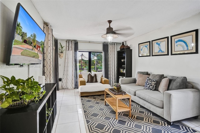 10030 SW 8th St, Pembroke Pines, FL 33025 - living room with a ceiling fan and light tile patterned floors