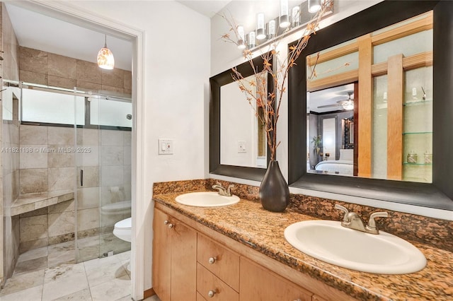 10030 SW 8th St, Pembroke Pines, FL 33025 - full bathroom with double vanity and a stall shower