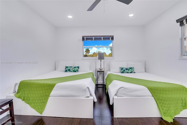 12220 Tara Dr, Plantation, FL 33325 - bedroom with ceiling fan, wood finished floors, and recessed lighting