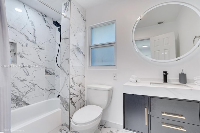12220 Tara Dr, Plantation, FL 33325 - full bathroom featuring vanity, shower / bath combination, and marble look tiles