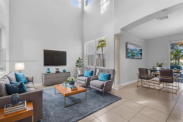 6425 SW 164th Ave, Miami, FL 33193 - living room featuring a high ceiling and light tile patterned flooring