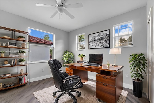 6425 SW 164th Ave, Miami, FL 33193 - home office featuring wood finished floors and a ceiling fan