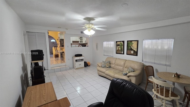 3640 SW 13th St, Miami, FL 33145 - living area featuring a ceiling fan and light tile patterned floors