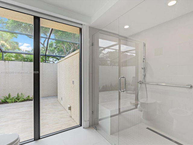 8075 SW 86th Ter, Miami, FL 33143 - full bath with a shower stall, recessed lighting, and tile patterned floors