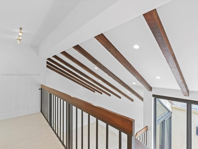 8075 SW 86th Ter, Miami, FL 33143 - hallway with beam ceiling and recessed lighting