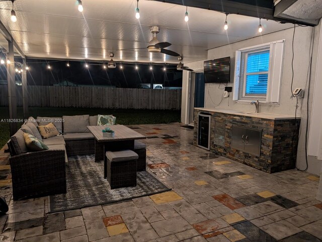 335 SW 183rd Way, Pembroke Pines, FL 33029 - view of patio / terrace featuring beverage cooler, outdoor lounge area, and exterior kitchen