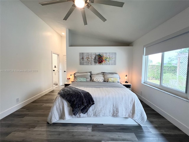 1732 SW 103rd Ln, Davie, FL 33324 - bedroom with lofted ceiling, dark wood-type flooring, and ceiling fan