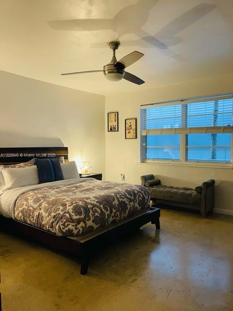 1698 Jefferson Ave Unit 9, Miami Beach, FL 33139 - bedroom with a ceiling fan and concrete floors