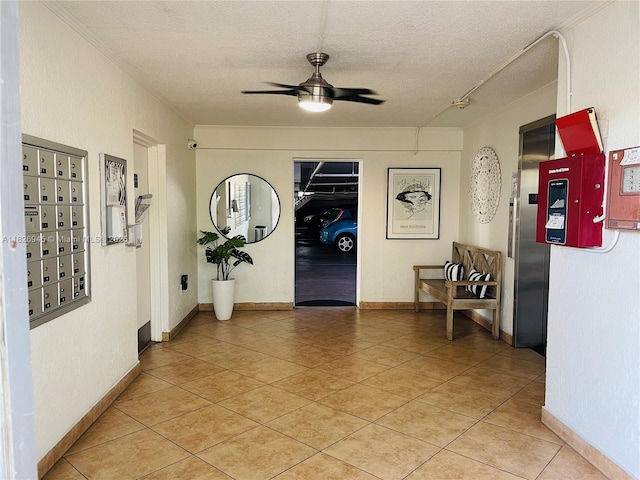 1698 Jefferson Ave Unit 9, Miami Beach, FL 33139 - corridor featuring a textured ceiling, light tile patterned flooring, and mail area