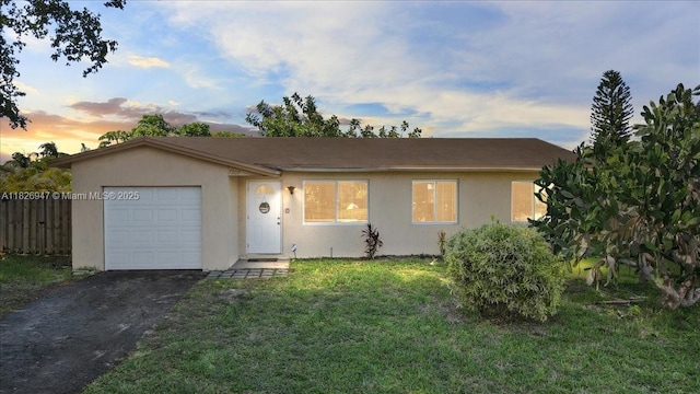 7307 SW 8th St, North Lauderdale, FL 33068 - ranch-style house featuring driveway, a garage, and stucco siding