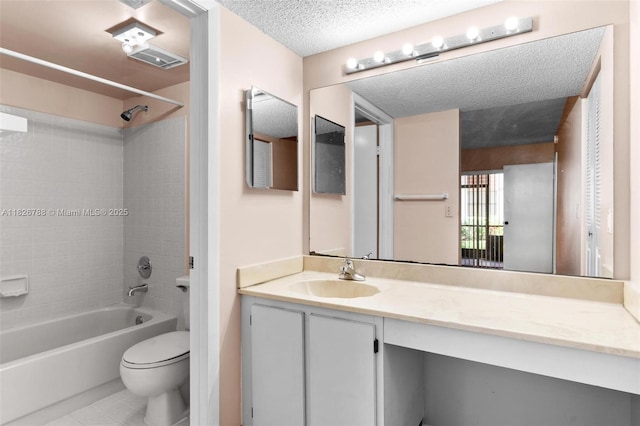9852 NW 3rd Ct Unit 1, Plantation, FL 33324 - full bathroom with vanity, tile patterned flooring, washtub / shower combination, and a textured ceiling