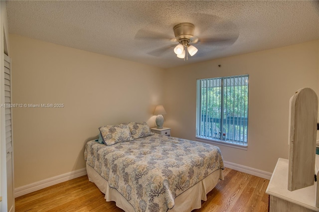 6286 Chasewood Dr Unit G, Jupiter, FL 33458 - bedroom with light wood-type flooring, a textured ceiling, and a ceiling fan