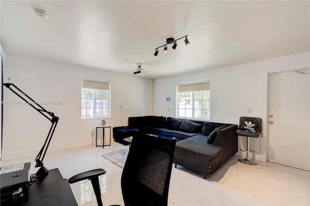 13645 NW 3rd Ave, North Miami, FL 33168 - living room featuring marble tiled floors and plenty of natural light
