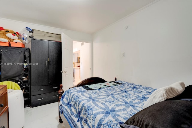 13645 NW 3rd Ave, North Miami, FL 33168 - bedroom featuring ornamental molding and marble finish flooring