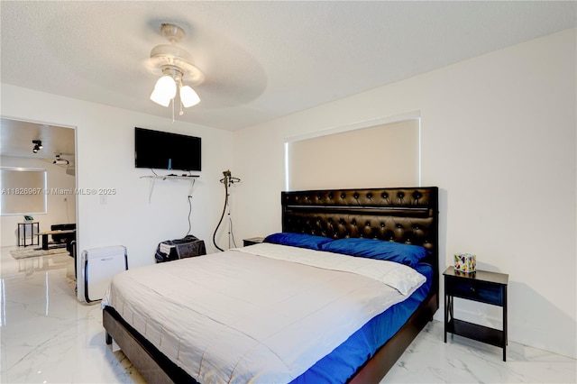 13645 NW 3rd Ave, North Miami, FL 33168 - bedroom featuring marble tiled flooring and a ceiling fan