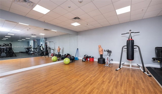 2030 S Ocean Dr Unit 227, Hallandale Beach, FL 33009 - gym featuring wood finished floors and a drop ceiling