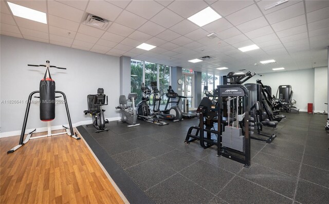 2030 S Ocean Dr Unit 227, Hallandale Beach, FL 33009 - workout area featuring baseboards and a wall of windows