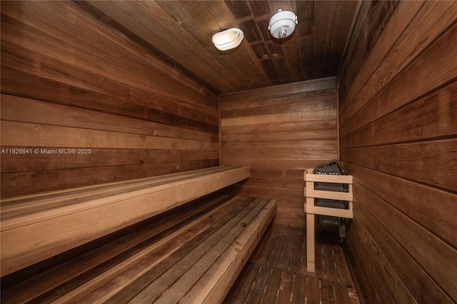 2030 S Ocean Dr Unit 227, Hallandale Beach, FL 33009 - relaxing sauna / steam room featuring wood walls and wooden ceiling