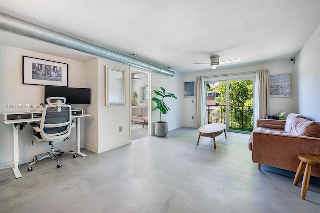 1900 Meridian Ave Unit 204, Miami Beach, FL 33139 - home office featuring concrete flooring and a ceiling fan